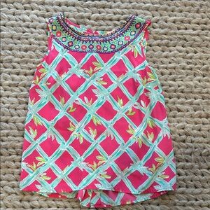 Lilly Pulitzer Pink and Green Geometric Blouse